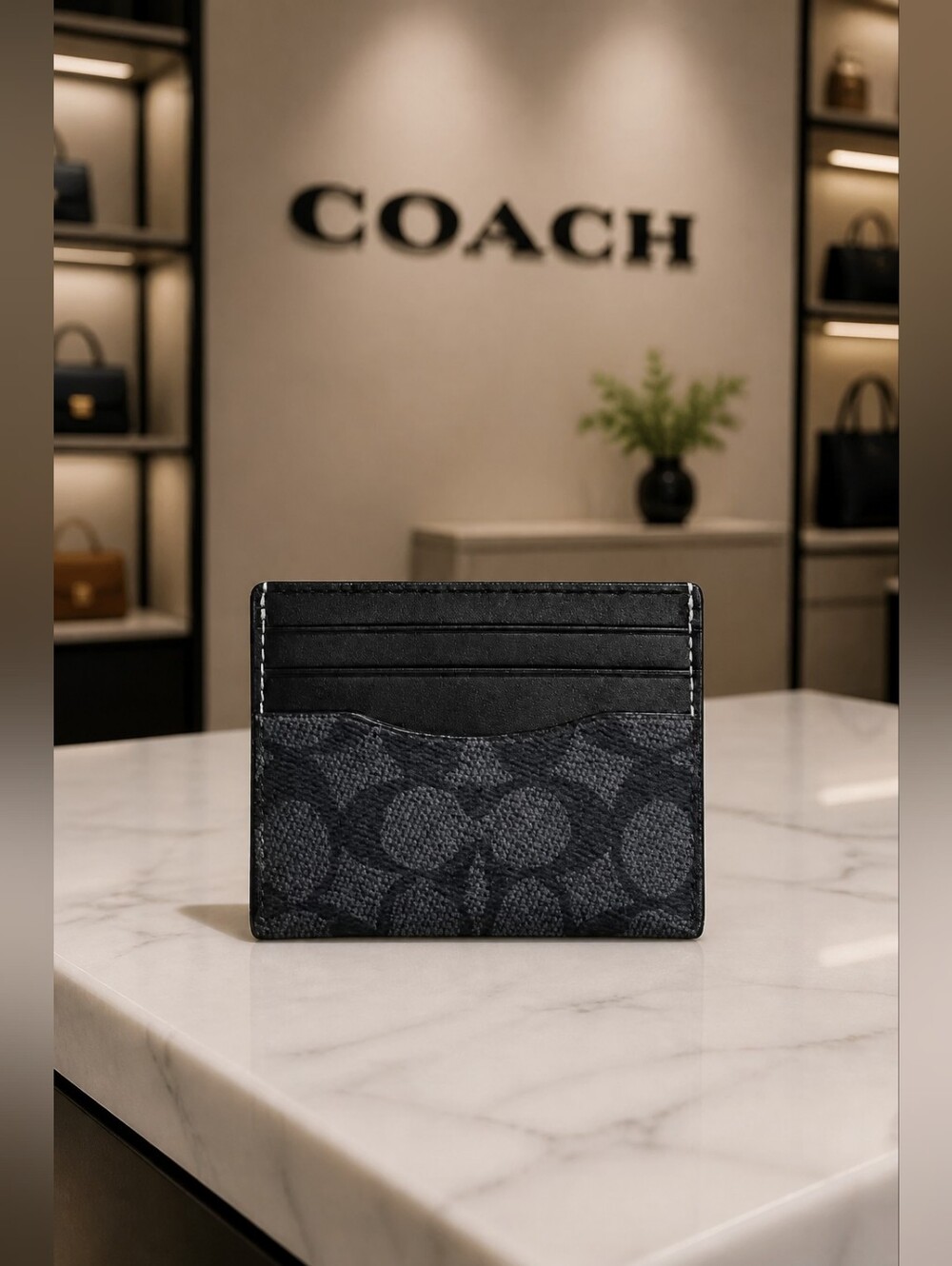 Coach Slim Id Card Case In Signature Canvas NWT